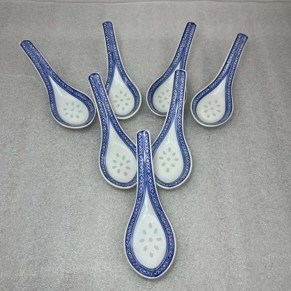 Vintage Japanese Chinese Asian Decor Rice Eyes Soup Spoon 5 1/2